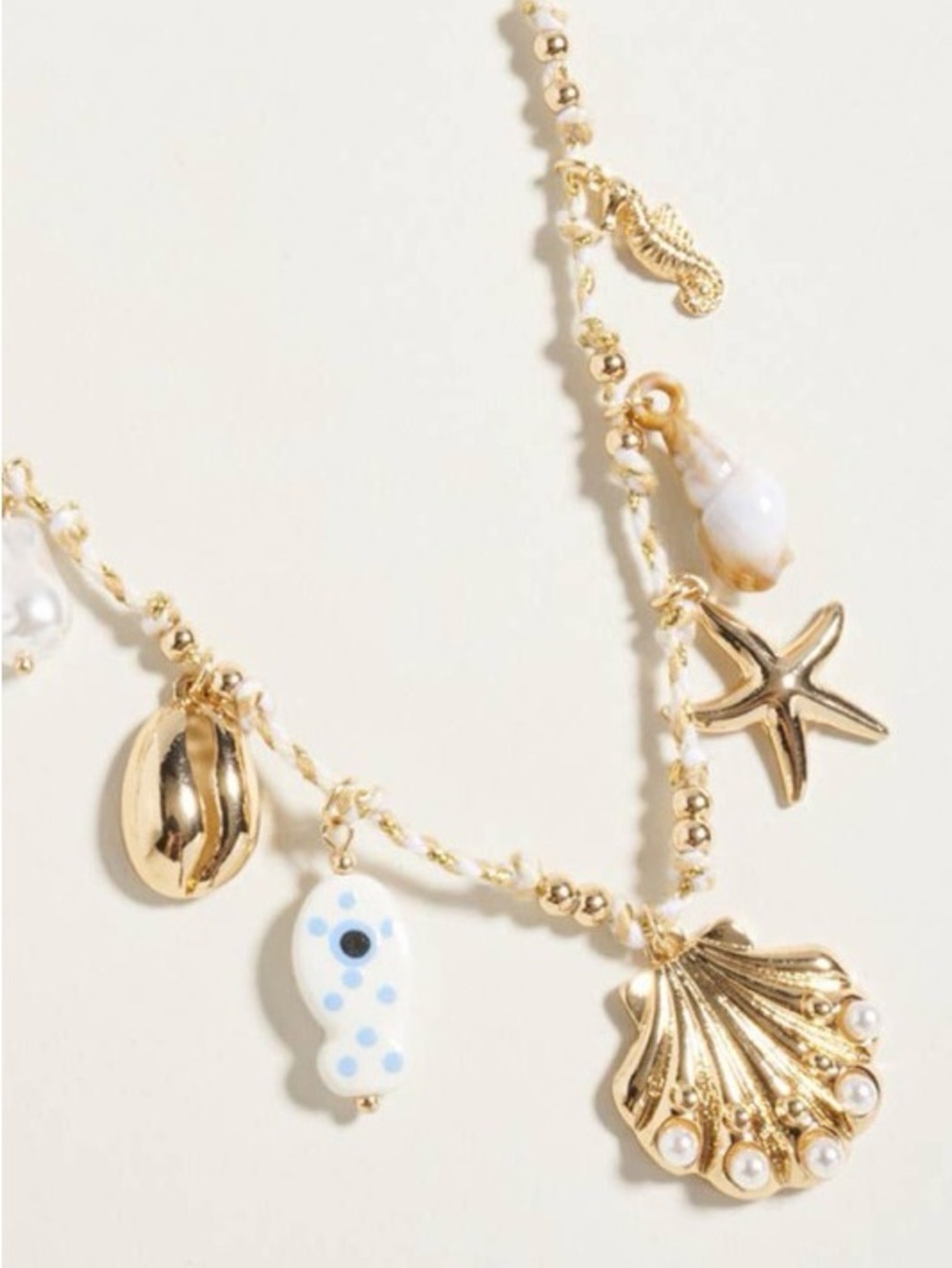 Ocean Charm Fabric Chain Necklace (8517)